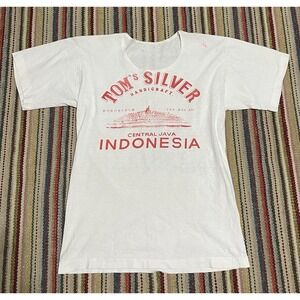 Rad Vintage Indonesia T Shirt Souvenir Single Stitch Thin‎ 70s 80s Toms Silver